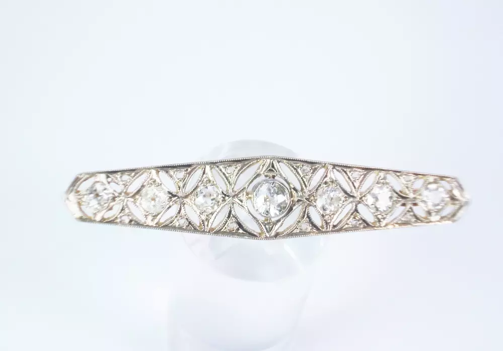 Antieke en Vintage Broches en Hangers - Art Deco broche diamant