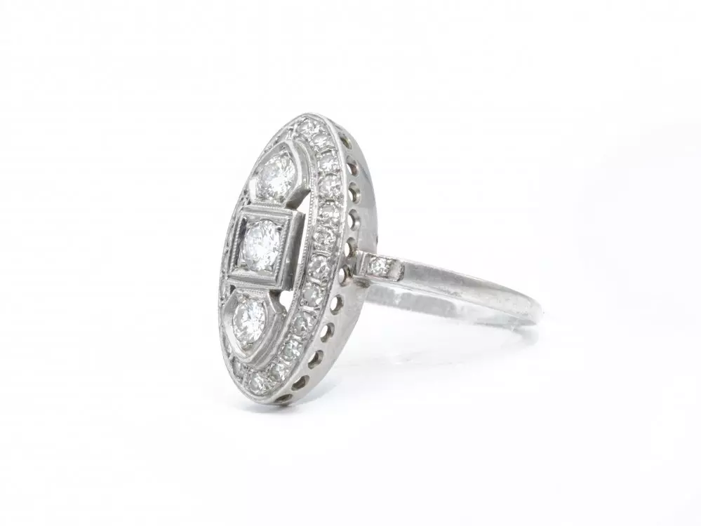 Antieke en Vintage Ringen - Art Deco ring diamant ovaal