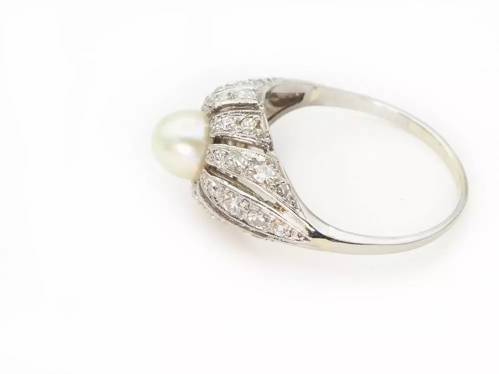 Antieke en Vintage Ringen - Art Deco ring platina 2