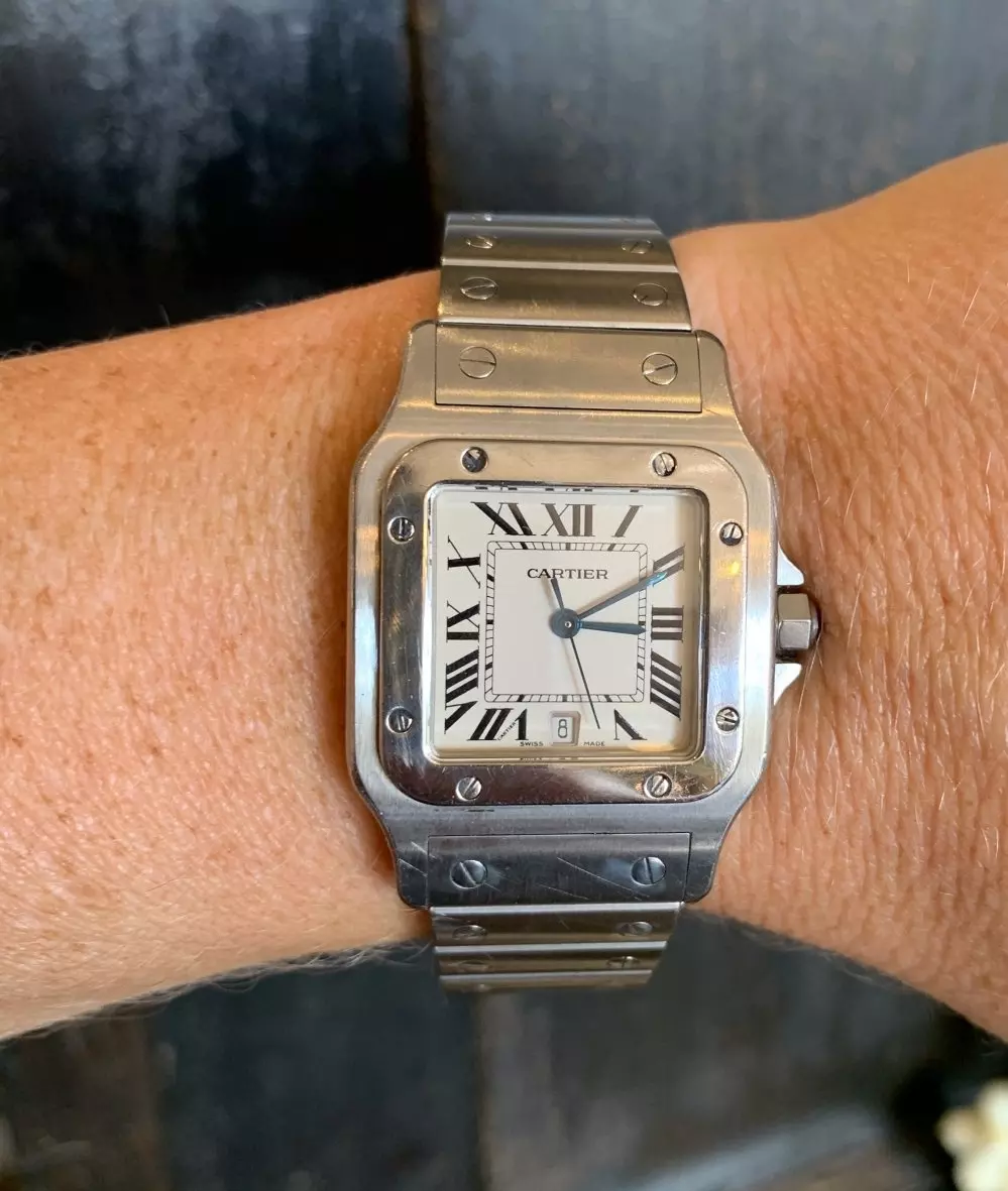 Antieke en Vintage Kettingen en Armbanden - Cartier horloge staal lady 