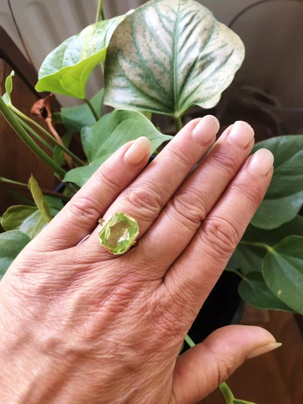 Antieke en Vintage Ringen - Groene prasioliet ring goud