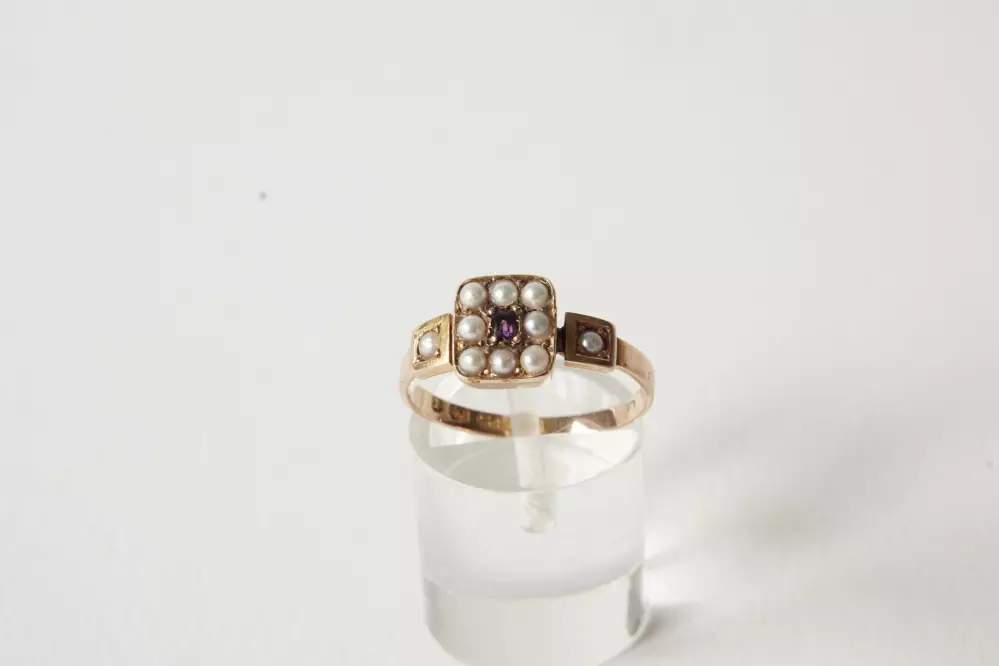 Antieke en Vintage Ringen - anteike ring amethist pareltjes