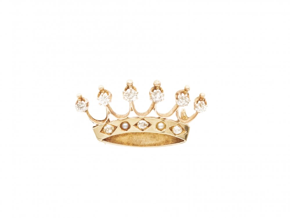 Wat Grondig Goed doen Antieke kroon broche diamant