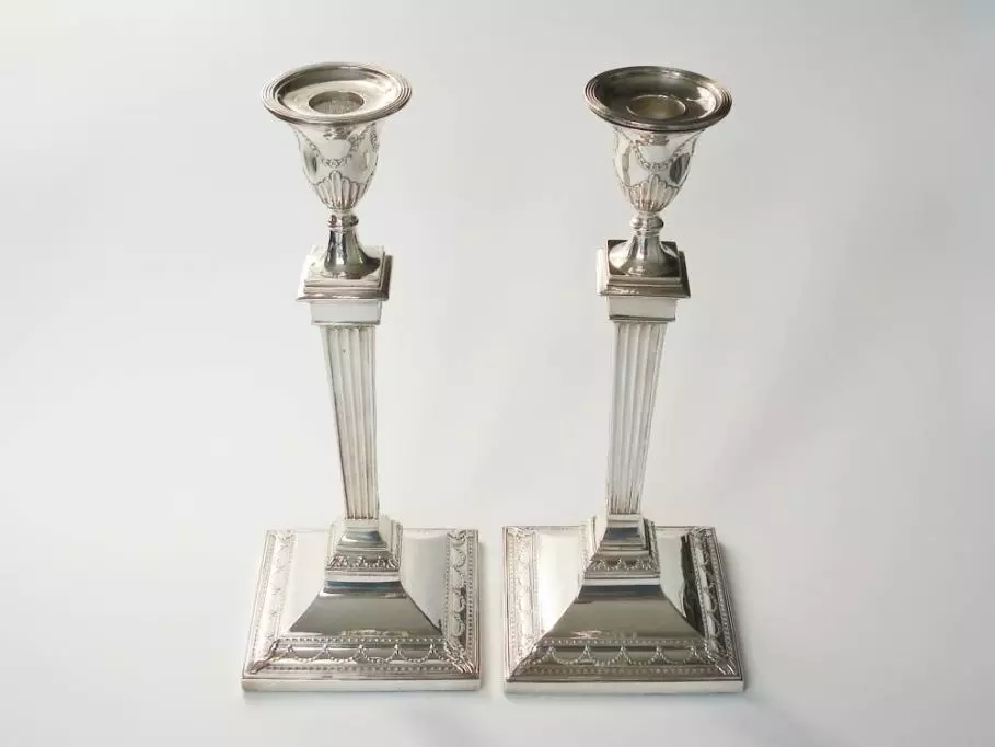 Zilveren Kandelaars - antiek zilveren kandelaren 1895