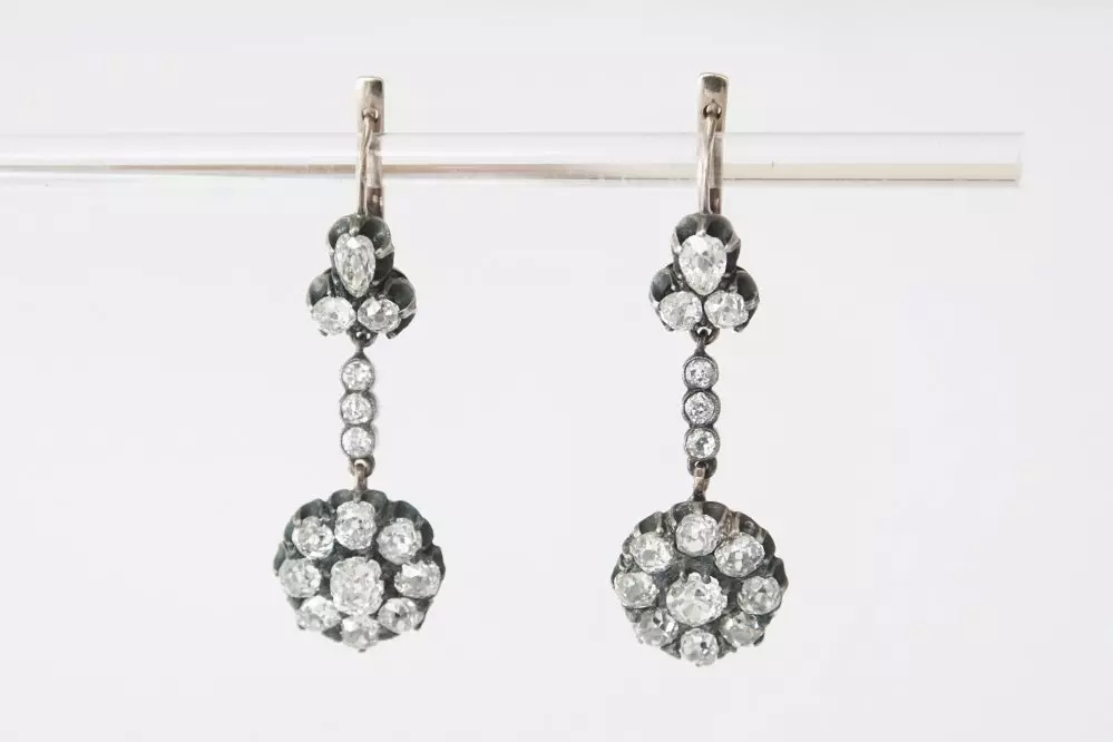 Antieke en Vintage Oorbellen - antieke diamanten oorbellen ca.4.00ct