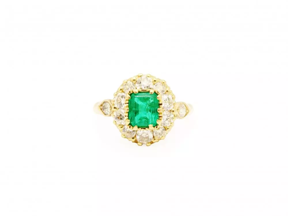 Antieke en Vintage Ringen - antieke geelgouden ring smaragd