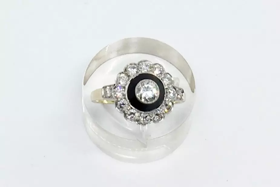 Antieke en Vintage Ringen - antieke ring 20er jaren onyx goud