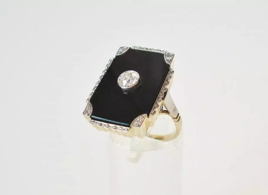 Antieke en Vintage Ringen - antieke ring onyx briljant 1