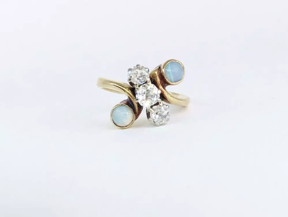 Antieke en Vintage Ringen - antieke ring opaal diamant