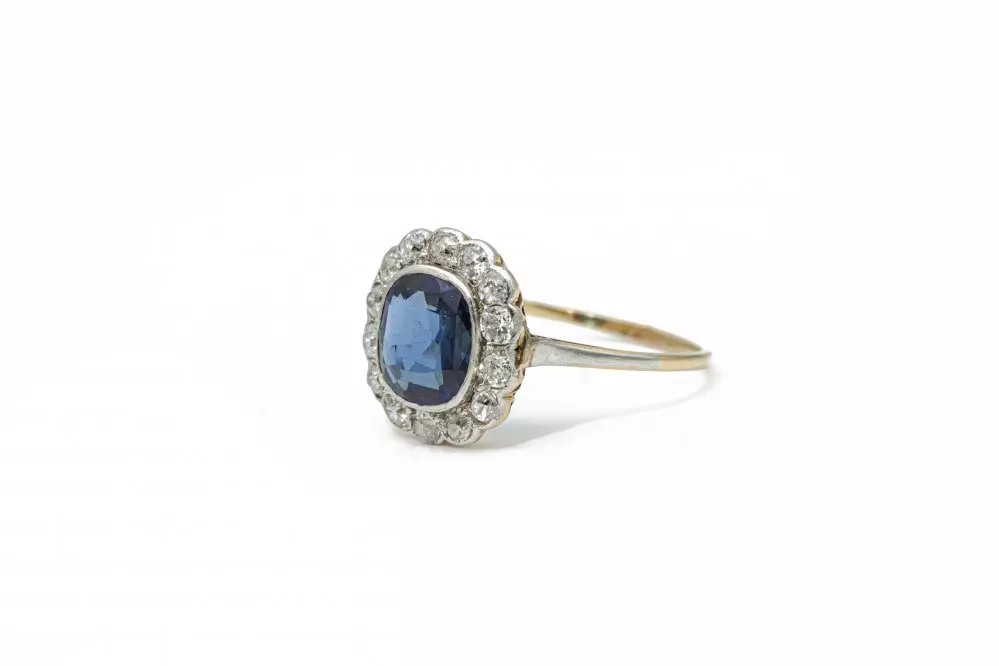 Antieke en Vintage Ringen - antieke ring saffier diamant