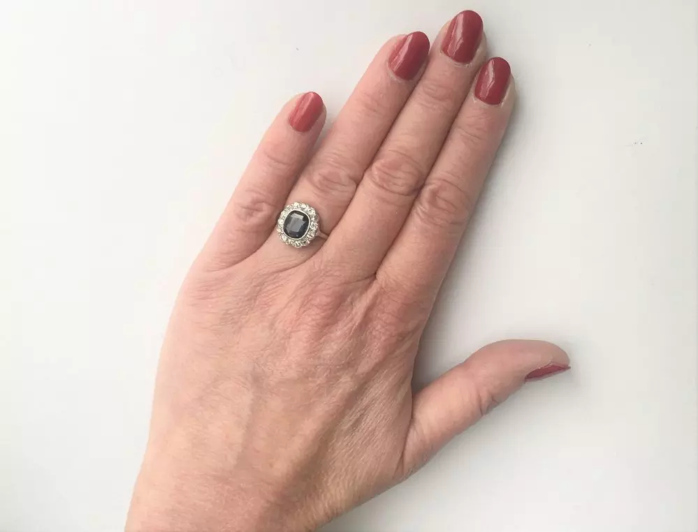 Antieke en Vintage Ringen - antieke ring saffier diamnt