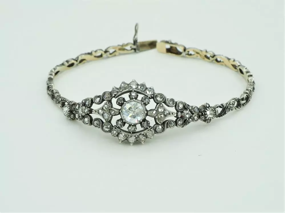 Antieke en Vintage Kettingen en Armbanden - antieke roosdiamanten armband