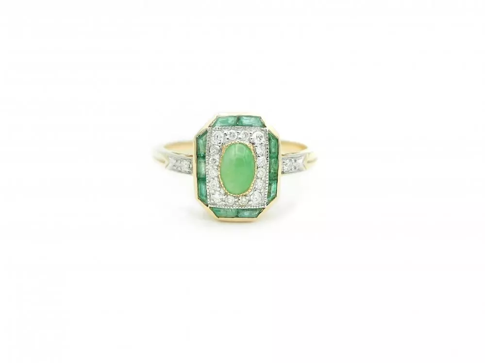 Antieke en Vintage Ringen - art deco stijl jade ring