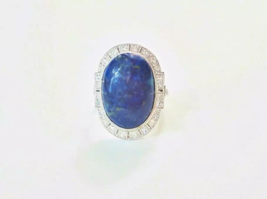 Antieke en Vintage Ringen - art deco witgouden ring lapis lazuli
