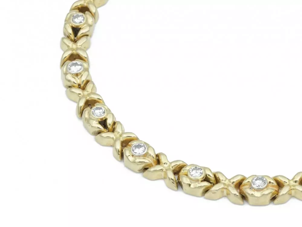 Antieke en Vintage Kettingen en Armbanden - detail schakelarmband diamant 18 karaat