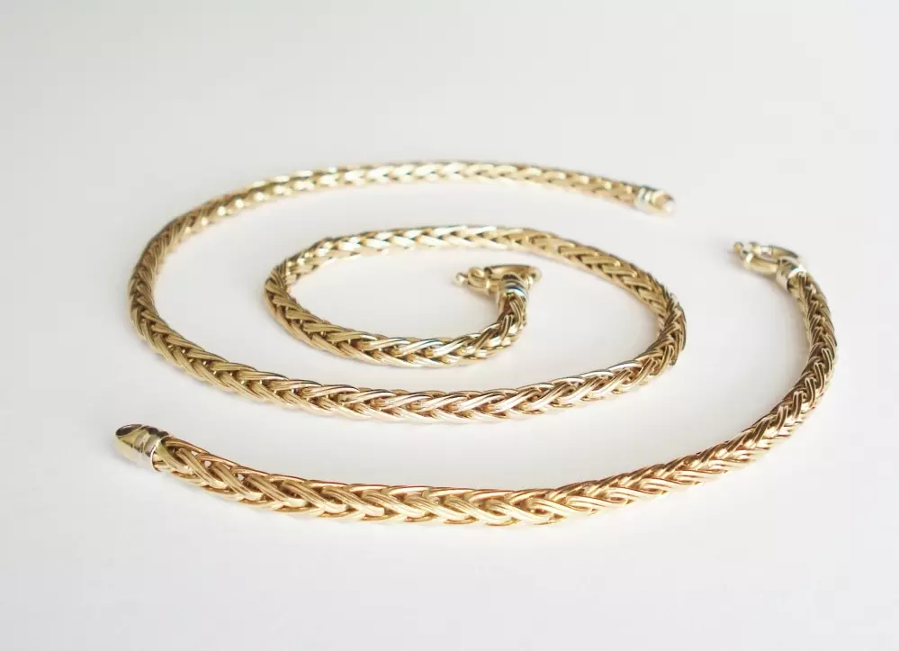 Antieke en Vintage Kettingen en Armbanden - geelgouden collier met armband