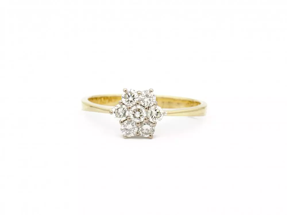 Antieke en Vintage Ringen - geelgouden entourage ring diamant Anita Potters
