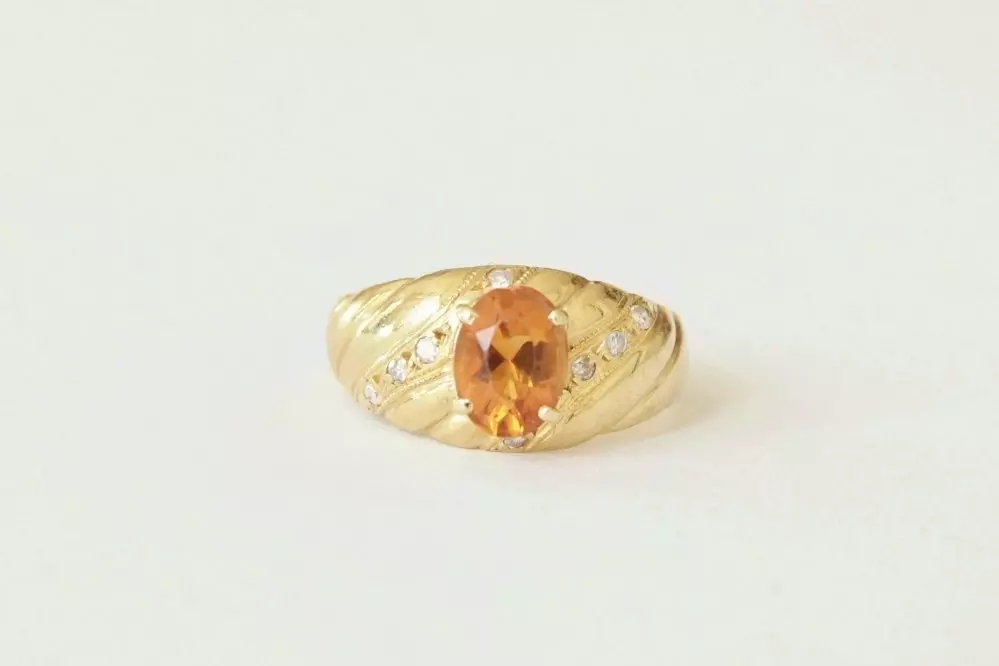 Antieke en Vintage Ringen - geelgouden ring citrien 1