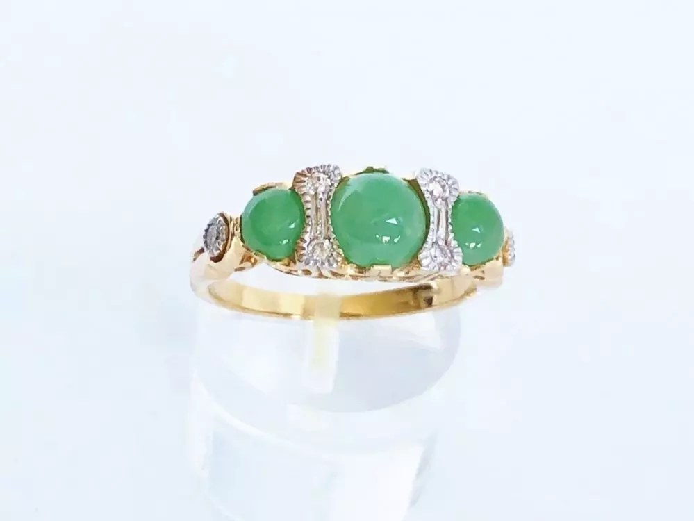 Antieke en Vintage Ringen - geelgouden ring jade diamant