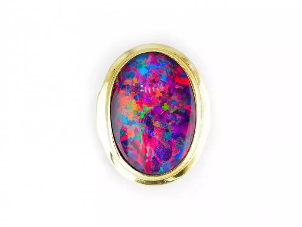 Antieke en Vintage Ringen - geelgouden ring opaal