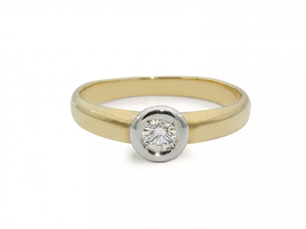 Antieke en Vintage Ringen - geelgouden ring solitair modern