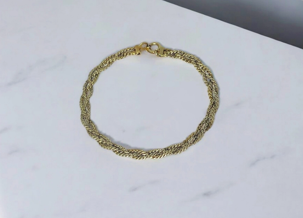 Antieke en Vintage Kettingen en Armbanden - geelgouden vlecht armband 14 karaat