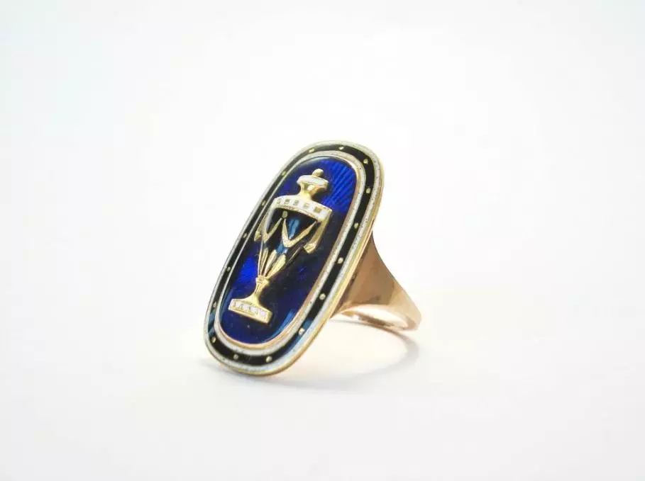 Antieke en Vintage Ringen - georgian ring blue enamel