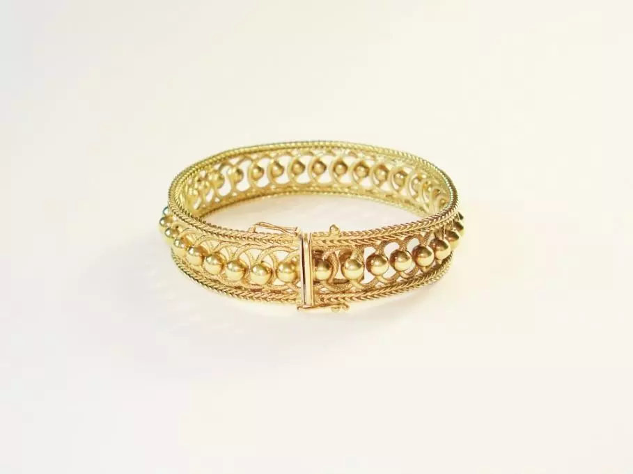 Antieke en Vintage Kettingen en Armbanden - gouden armband bolletjes