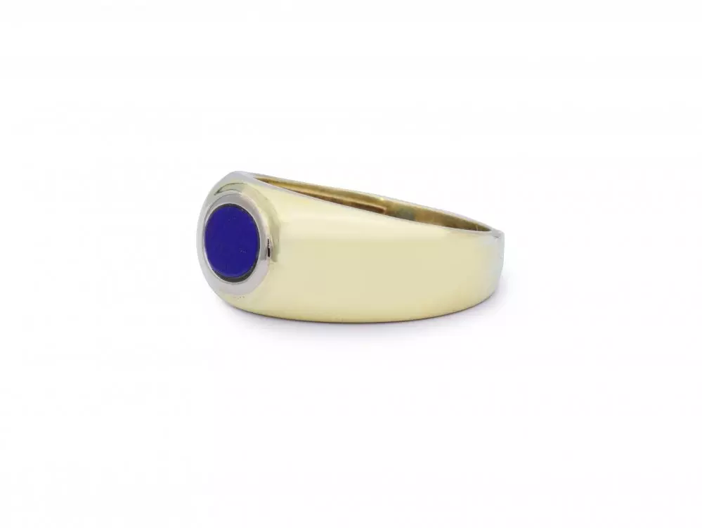 Antieke en Vintage Ringen - gouden herenring lapis lazuli