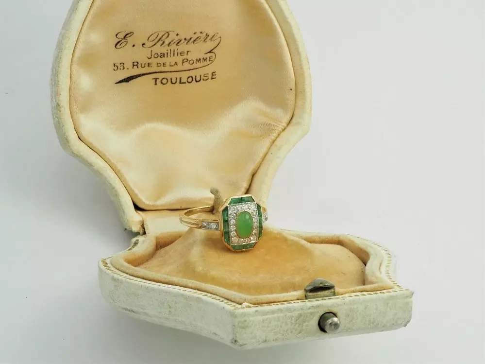 Antieke en Vintage Ringen - gouden jade ring antiek model