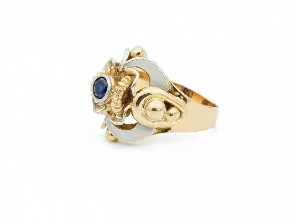 Antieke en Vintage Ringen - gouden vintage ring saffier