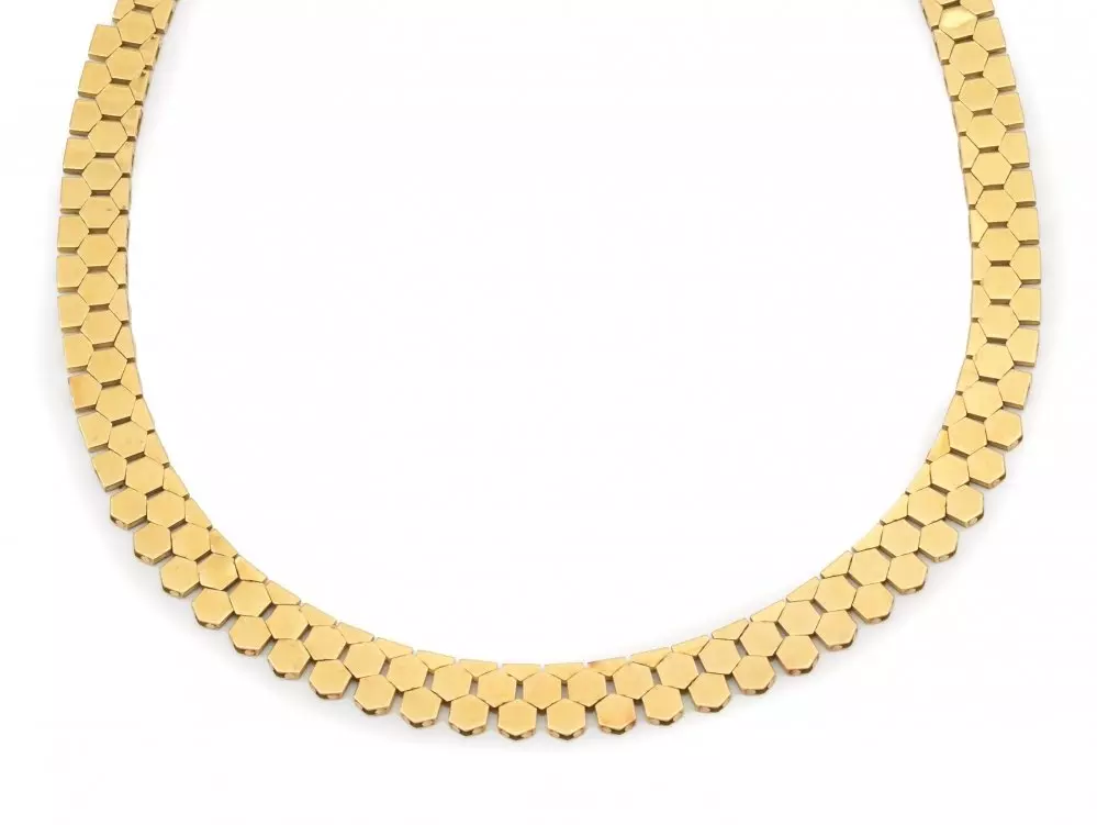 Antieke en Vintage Kettingen en Armbanden - gouden vlakjes collier 18 karaat