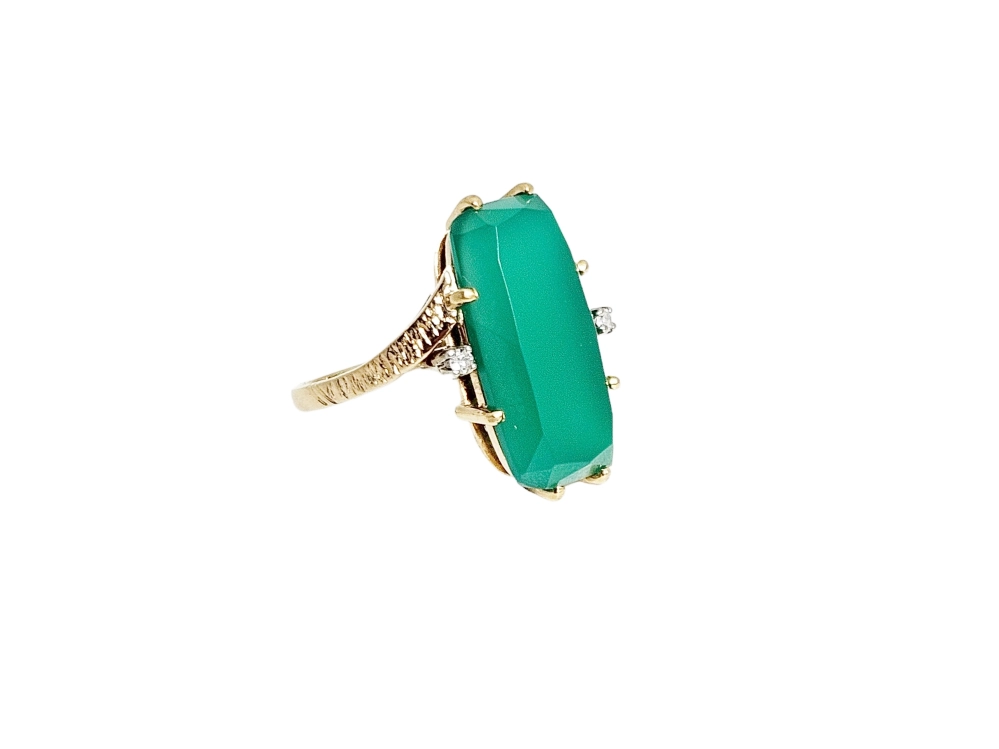 Antieke en Vintage Ringen - groene chrysopraas ring