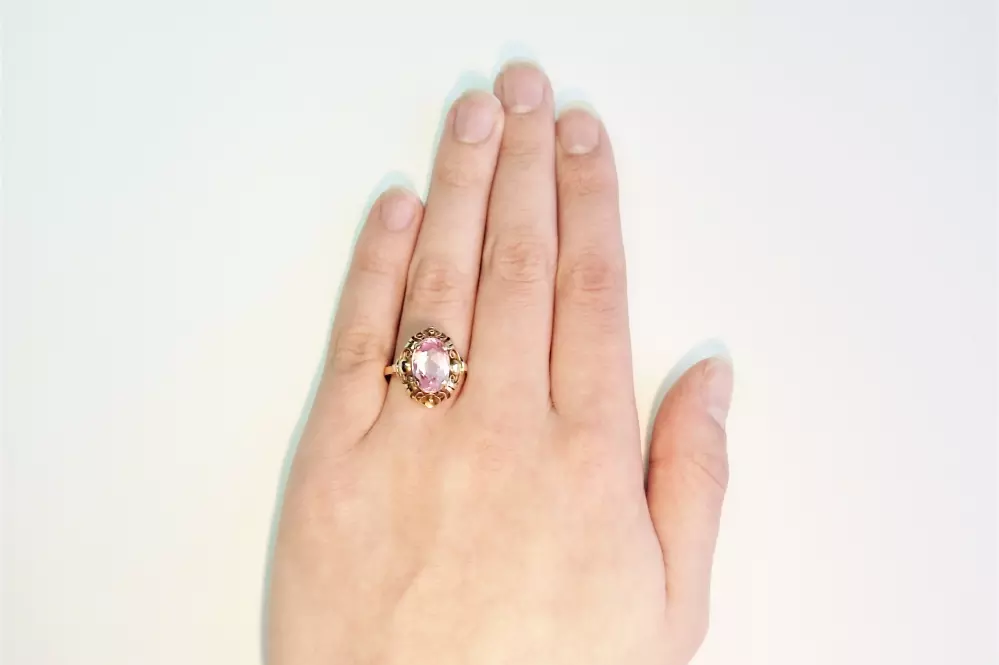 Antieke en Vintage Ringen - hand ring roze toermalijn
