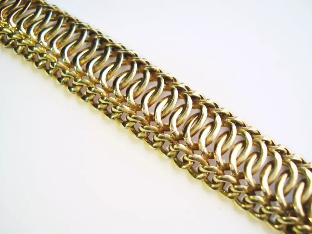 Antieke en Vintage Kettingen en Armbanden - prachtige brede armband goud