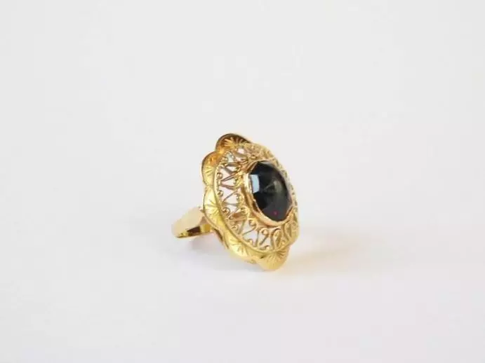 Antieke en Vintage Ringen - ring granaat goud 14krt