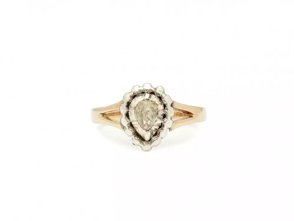 Antieke en Vintage Ringen - roosdiamanten ring druppel vorm