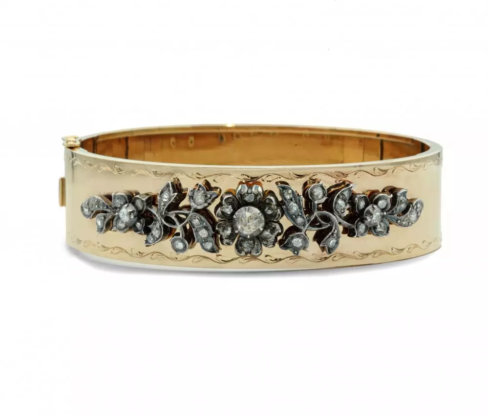 Antieke en Vintage Kettingen en Armbanden - roosdiamanten slaven armband 