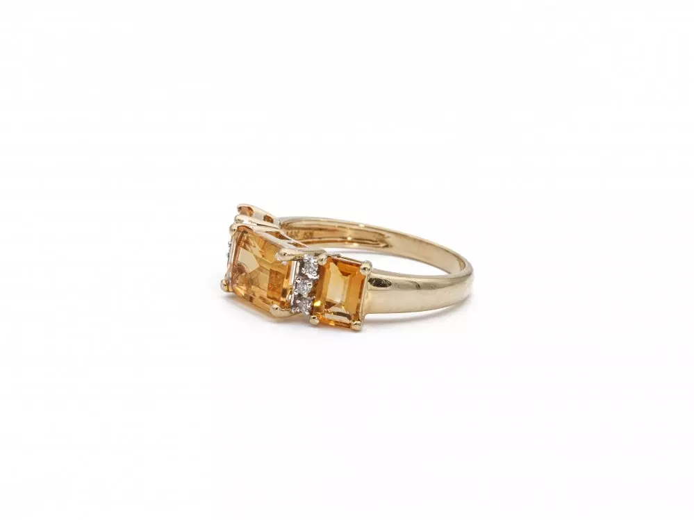 Antieke en Vintage Ringen - vintage gouden ring citrien diamant 2