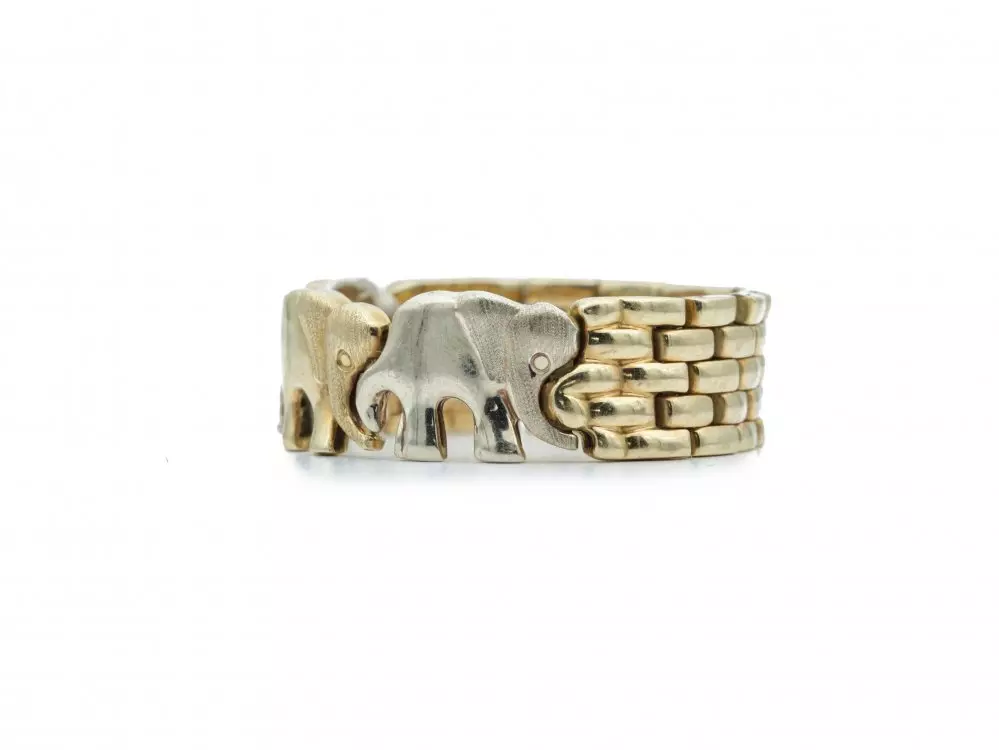 Antieke en Vintage Ringen - vintage gouden ring olifanten