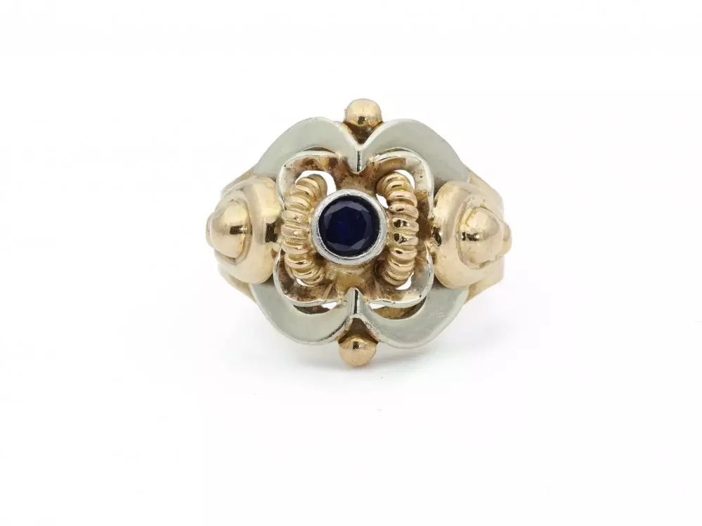 Antieke en Vintage Ringen - vintage ring goud saffier
