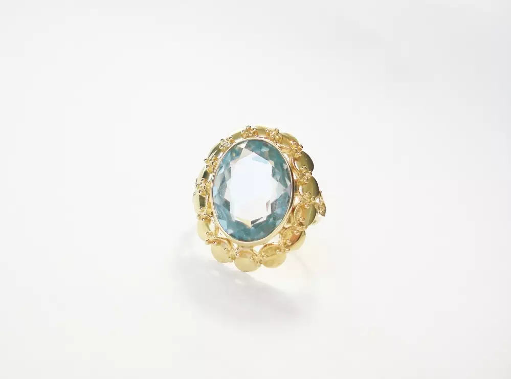 Antieke en Vintage Ringen - vintage ring lichtblauwe steen