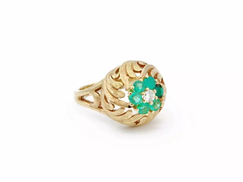 Antieke en Vintage Ringen - vintage ring smaragd rozet