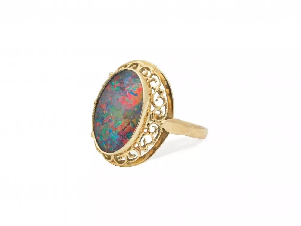 Antieke en Vintage Ringen - vintage ring zwarte opaal