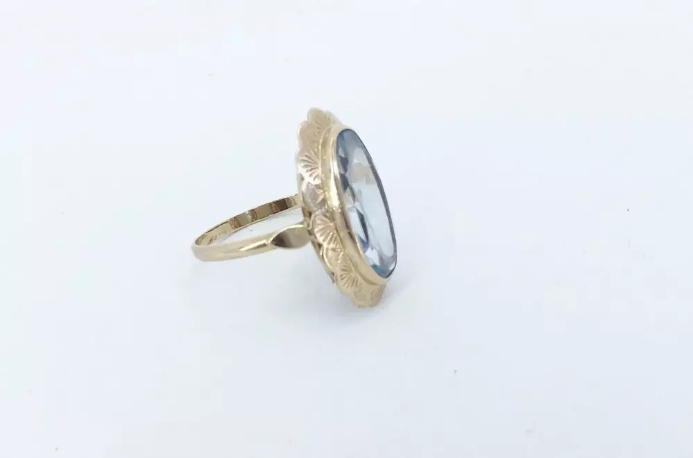 Antieke en Vintage Ringen - vintage ringgoud blauwe steen