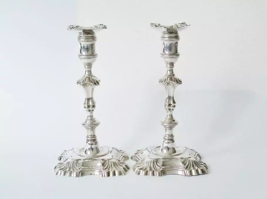 Zilveren Kandelaars - william gould george II silver candlesticks