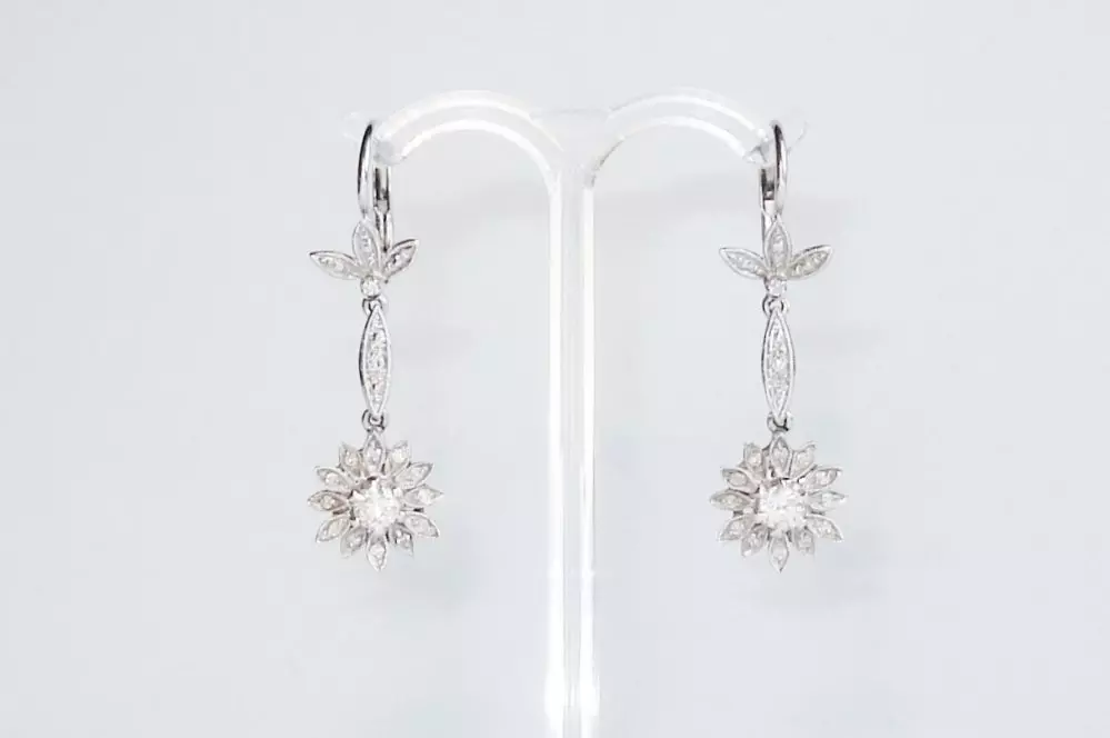 Antieke en Vintage Oorbellen - witgouden oorhangers diamant antiek