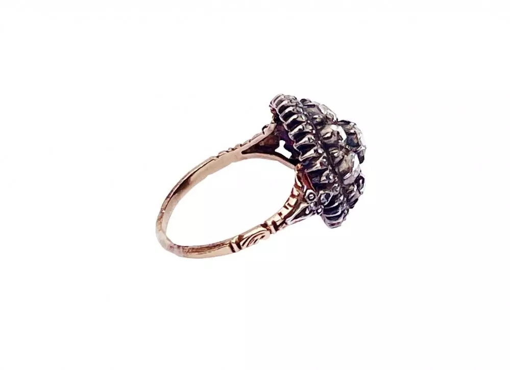 Antieke en Vintage Ringen - zijkant antieke roosdiamanten ring 2