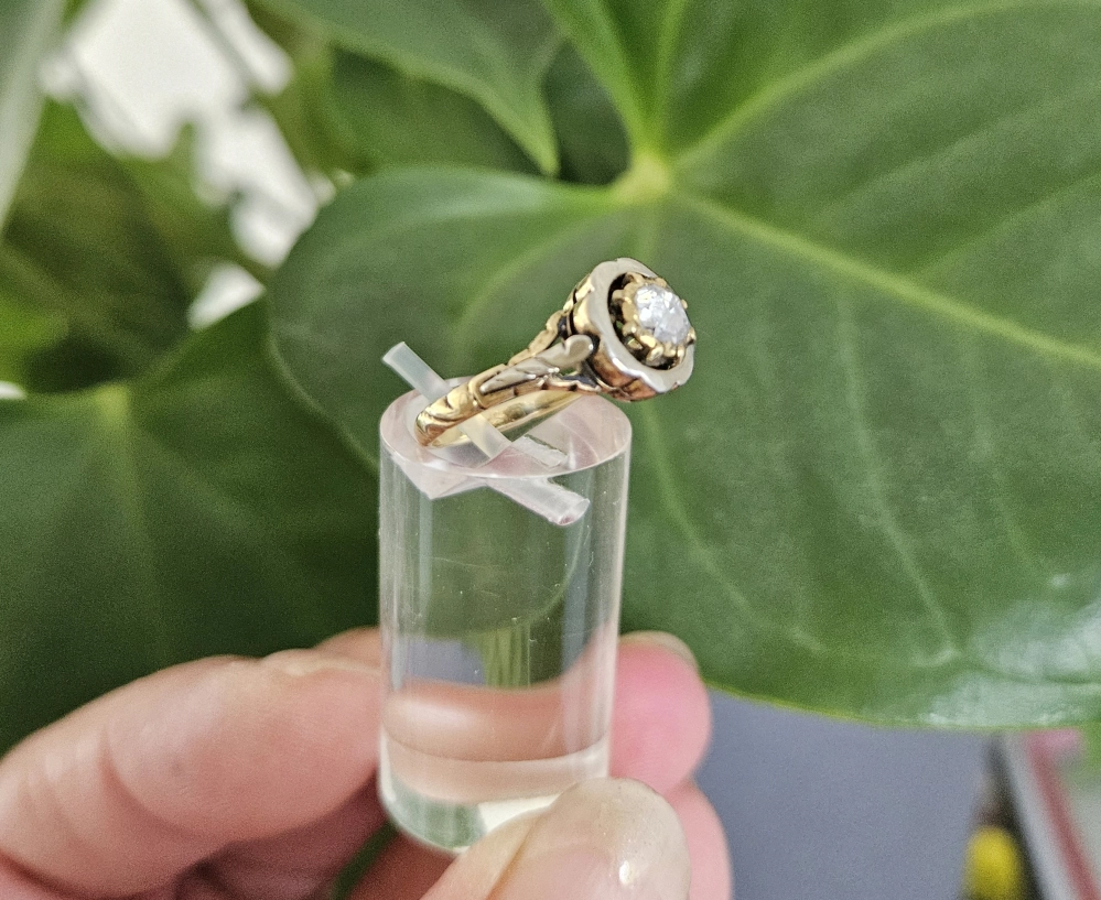 Antieke en Vintage Ringen - zijkant roosdiamanten ring solitair