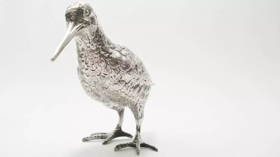 Antiek zilver overig - zilveren huwelijkscadeau vogel